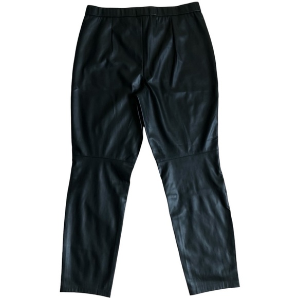 Cato Black Faux Leather Pull On‎ Tapered Ankle Pants Stretchy Fall Sz L NWT - Picture 13 of 14